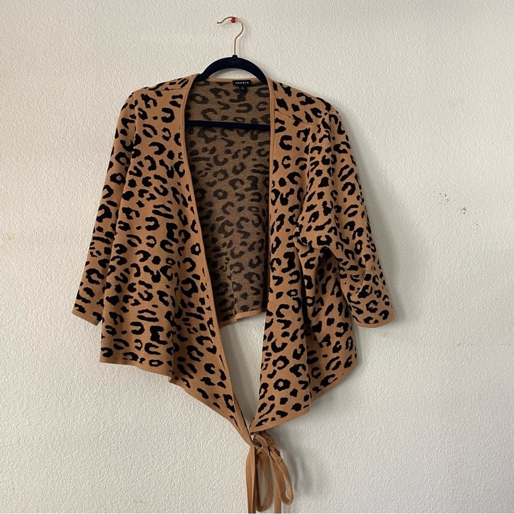 Torrid Leopard Wrap Short Sleeve Cardigan